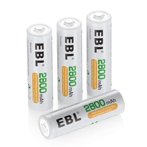 EBL AA 2800mAh High Performance Ni MH Rechargeable Batteries 4 Pack