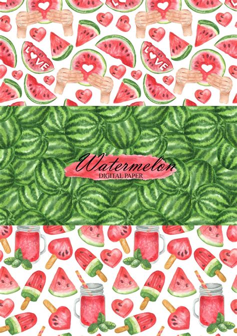 Watercolor Watermelon Digital Paper Watermelon Seamless Etsy In 2021