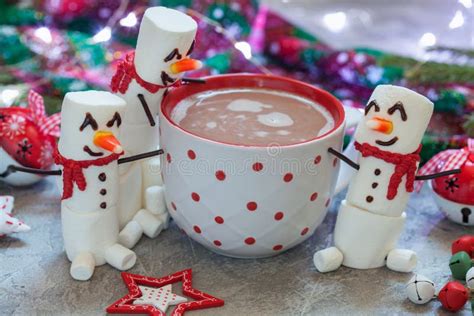 Hot Chocolate With Melted Snowman Stock Photo Image Of Funny Cheerful
