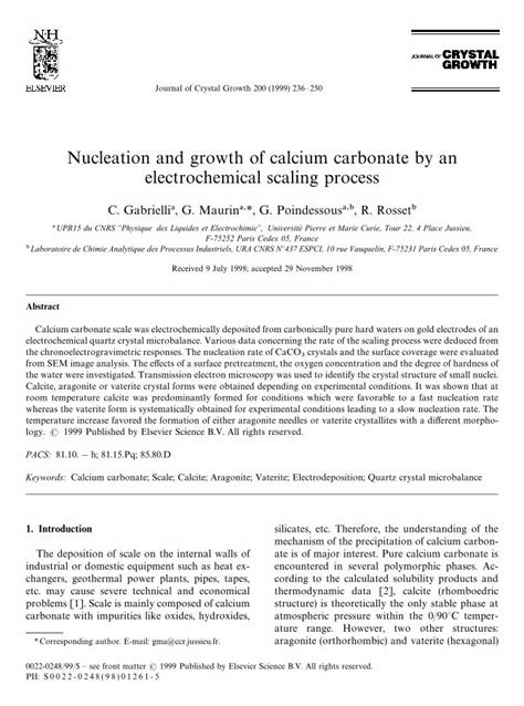 PDF Nucleation And Growth Of Calcium Carbonate By An Electrochemical