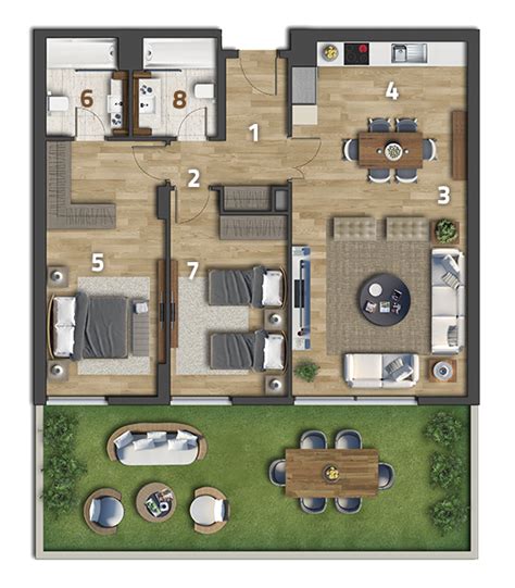 Köy Projesi Apartman Kat Planı 2 1 Bahçeli Daire Tiny house nation