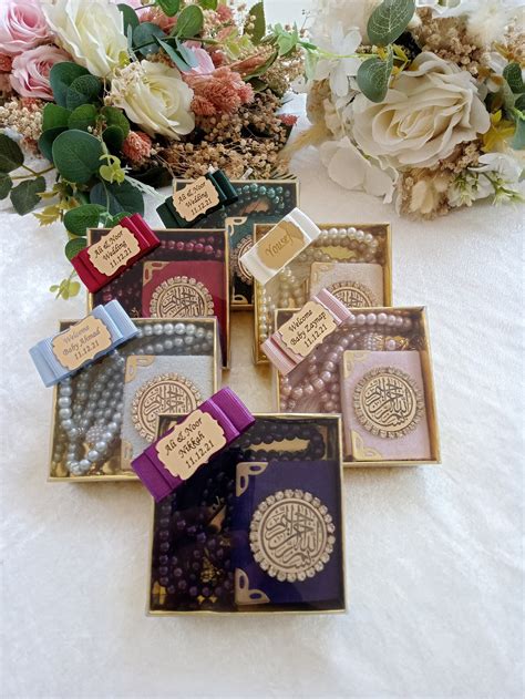 Velvet Mini Quran Pearl Tasbeeh Decorated Box Gift Set Eid Etsy