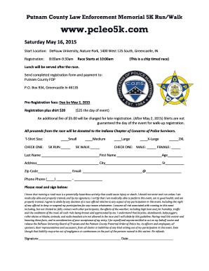 Fillable Online Putnam County Law Enforcement Memorial K Runwalk