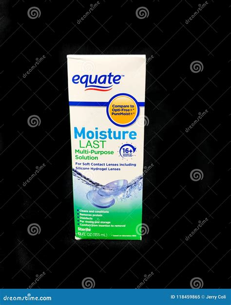 Box of Equate Contact Lens Solution on a Black Backdrop Editorial Image ...