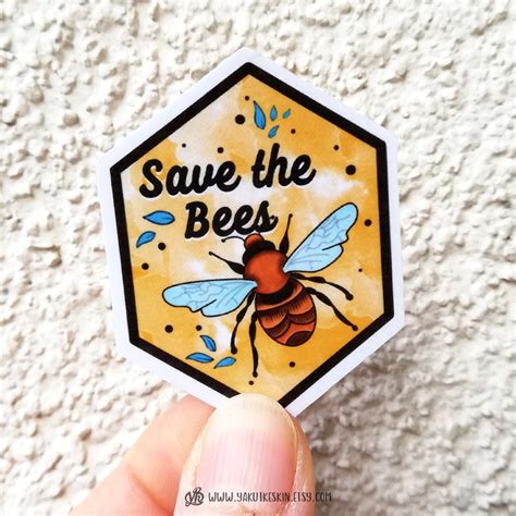 Save The Bees Honeycomb Waterproof Vinyl Sticker Laptop Decal Etsy