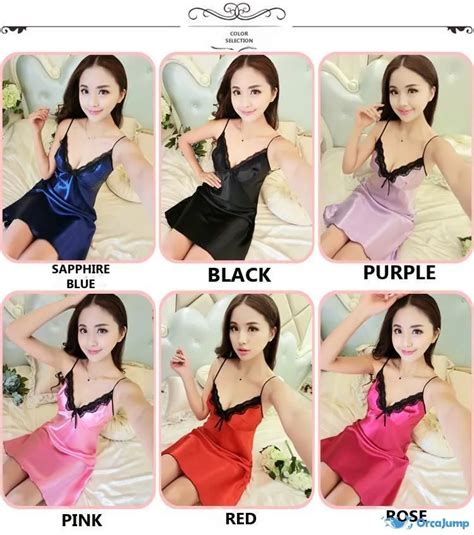 Orcajump Erotic Lingerie Sexy Imitation Ice Silk Halter Nightgown