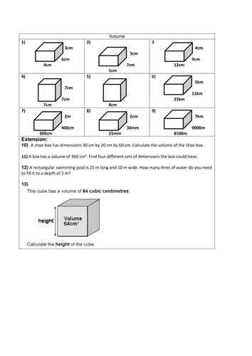 KS2 - Volume of 3D shapes - cube - cuboid - Year 5 or 6 by - UK ...