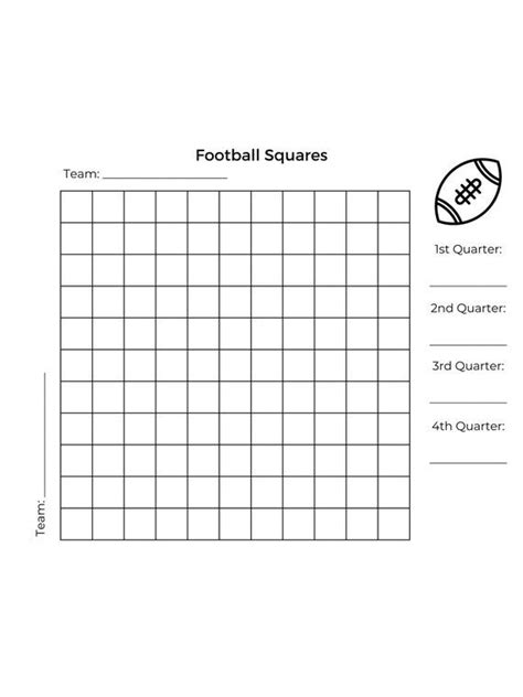 Printable Football Game Squares Super Bowl Party Game 85x11 Etsy