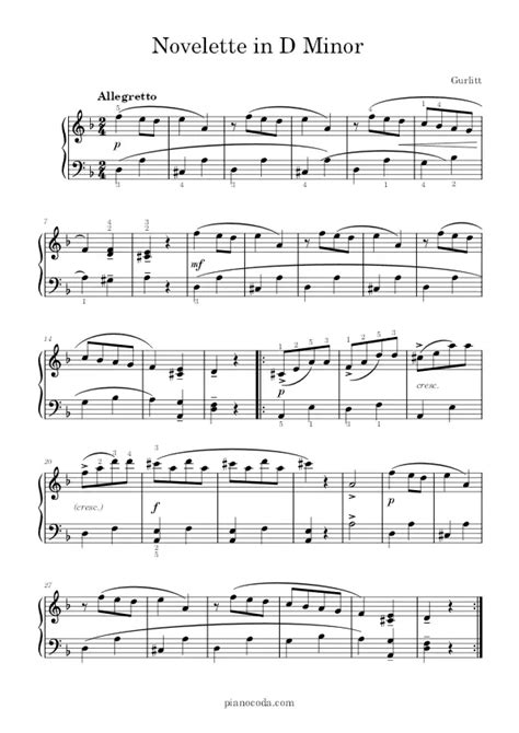 Novelette in D Minor Free PDF Sheet Music