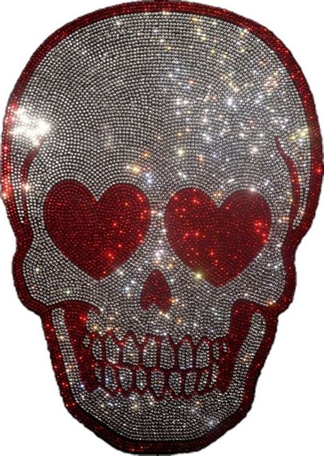 Skull Rhinestone Transfer Bling Hot Fix Iron On Patch Motif Design