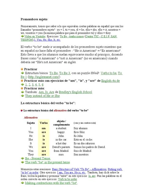 pronombres sujeto  verbo adjetivo