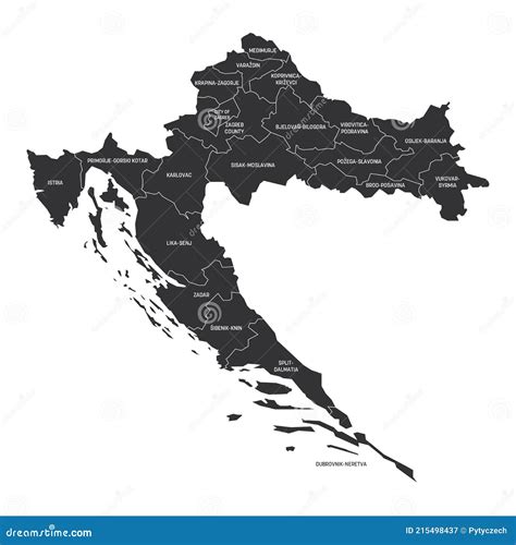 Croatia Political Map Of Counties Stock Vector Illustration Of