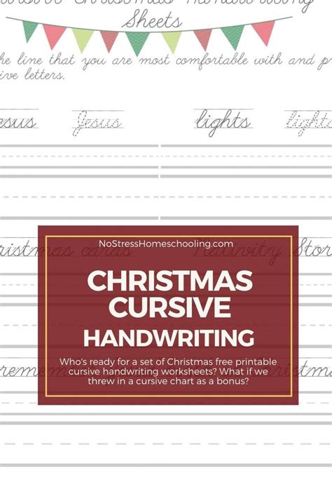 Christmas Free Printable Cursive Handwriting Worksheets Cursive