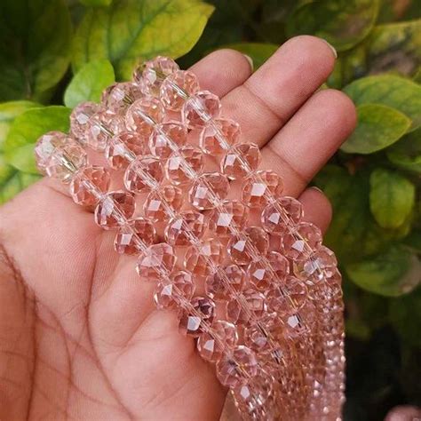 12mm Rondelle Shape Pink Peach Transparent Color Crystal Glass Beads