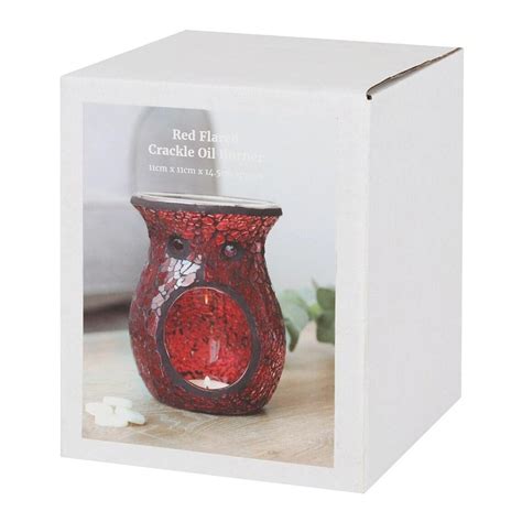 Red Crackle Glass Wax Melt Oil Burner Large Etsy