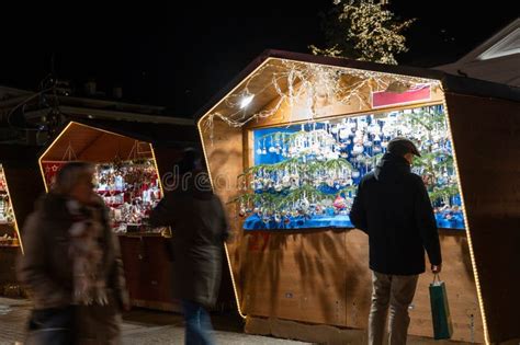 Christmas Market Booth With Kurhaus In Merano South Tyrol Italy