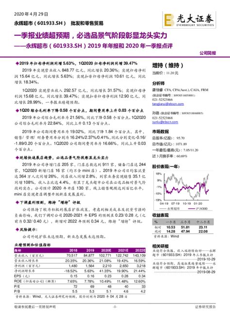 2019年年报和2020年一季报点评：一季报业绩超预期，必选品景气阶段彰显龙头实力