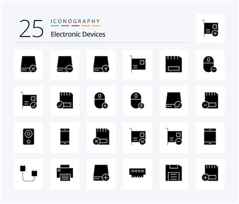 Dispositivos paquete de iconos de 25 glifos sólidos que incluye un