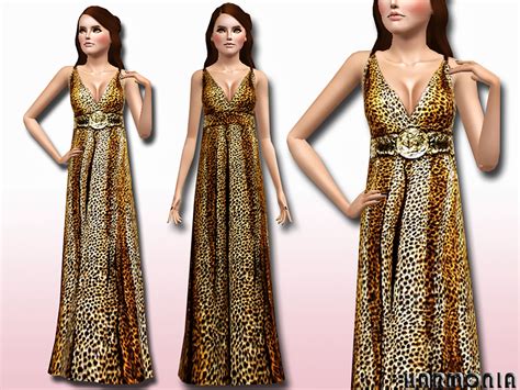 The Sims Resource Animal Print Silk Chiffon Gown