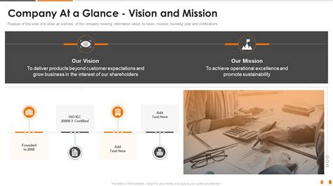 Company At A Glance Vision And Mission Health And Fitness Playbook