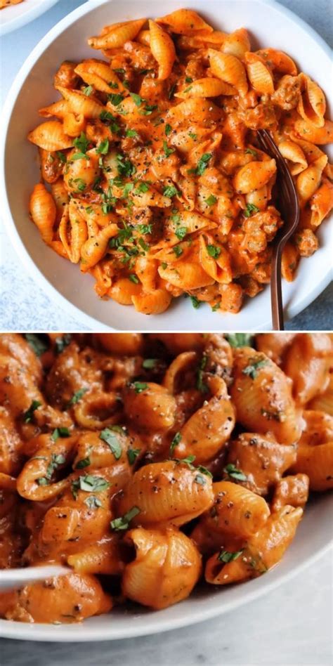 Creamy Red Pepper Shells Video Recipe Video Beef Pasta Recipes