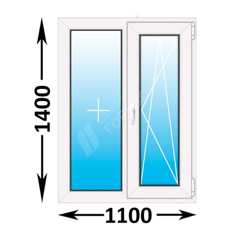 Пластиковое окно Veka WHS 60 двухстворчатое 1100x1400 (ширина Х высота ...