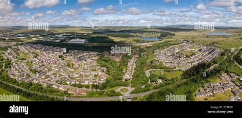 Panoramic Aerial Drone View Of The Town Of Ebbw Vale In The South Wales