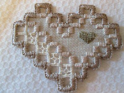 Hardanger Heart Norwegian Embroidery White With Blue Picclick