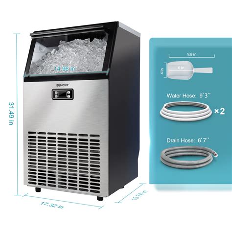 EUHOMY Commercial Ice Maker Machine 99lbs 24H Stainless Steel Under