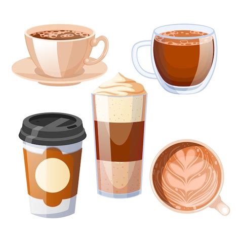 Café café taza conjunto dibujos animados vector ilustración Vector