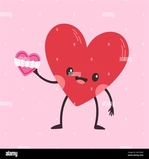 Cartoon Heart Character Cute Love Symbol With Face Hands And Feet