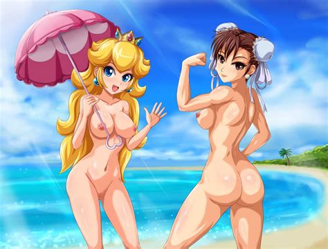 Rule 34 2girls Arm Up Ass Beach Breasts Chun Li Cloud Crossover Dat