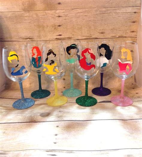 Disney Princess Inspired Wine Glasses Pick Your Princess Wine Glass Crafts Disney Crafts