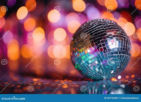 Disco Ball With Bright Rays Night Party Background Ai Generated Stock