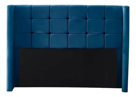 Cabeceira Cama Casal Box Estofado 138 Cm Giovanna Veludo Cor Azul