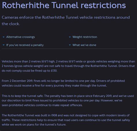 New Rotherhithe Tunnel Restrictions. — highwayrobbery