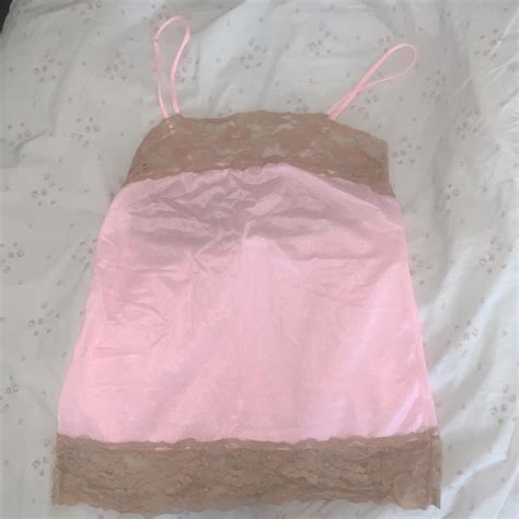 Vintage Lingerie Top Frosty Pink With Latte Colored Depop
