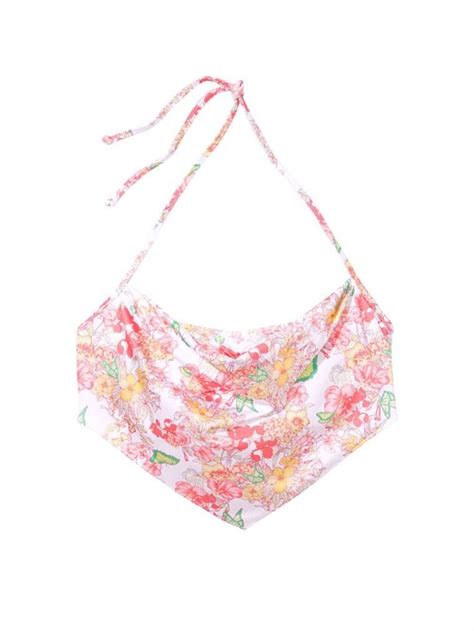 Halter Yaka Bikini Üstü Kelebek Desenli Beyaz VS Victoria s Secret Swim