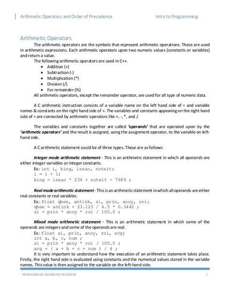 [ITP - Lecture 06] Operators, Arithmetic Expression and Order of Prec…