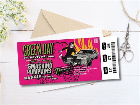 Editable Green Day Saviors Tour 2024 Concern Digital Tickets Music