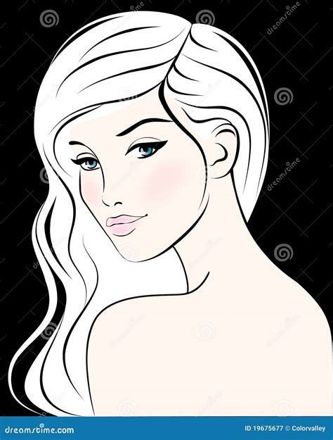 Het Gezicht Van De Vrouw Met Lang Haar Vector Illustratie Vector