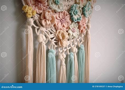 DIY Macrame Wall Hanging With Flowers Pastel Colors Boho Style Home