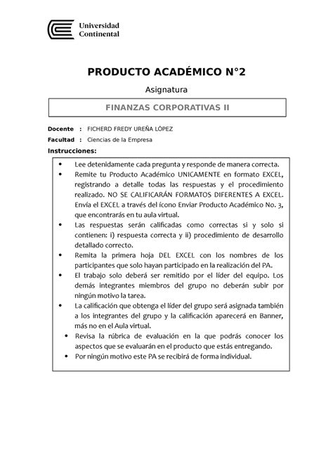 PA3 POR Resolvr FINANZAS CORPORATIVAS PRODUCTO ACADÉMICO N