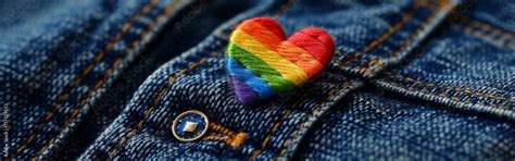 Lgbt Symbol Rainbow Heart Icon Same Sex Love Denim Pocket On The Pants Stock Photo Adobe Stock