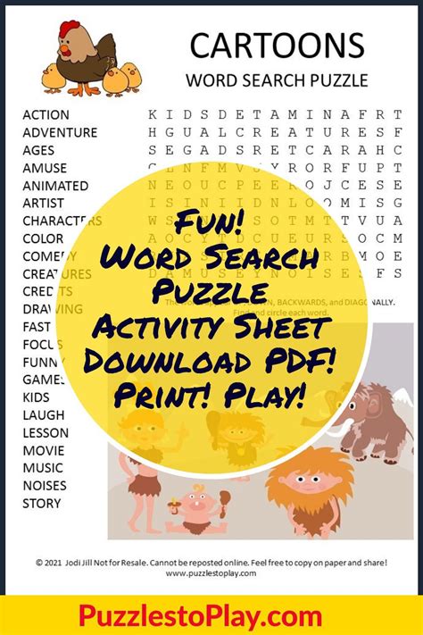 Cartoons Word Search Puzzle Printable Puzzles For Kids Word Search