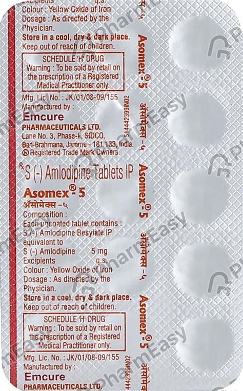 Asomex 5 Mg Tablet 15 Uses Side Effects Price And Dosage Pharmeasy