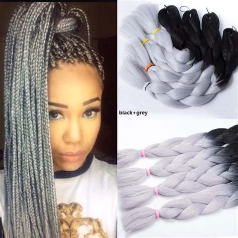 1packlot 24 100g Synthetic Black Gray Ombre Jumbo Braiding Hair Xpression Braiding Hair