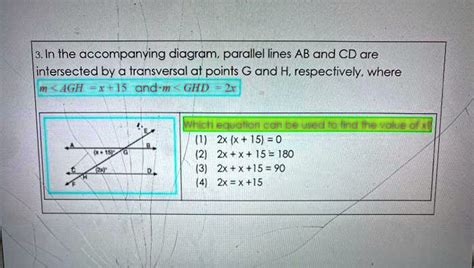 Solved In The Accompanying Diagram Parallel Lines Ab And Cd Are