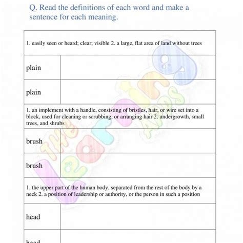 Multiple Meaning Words Worksheets - The Learning Apps 