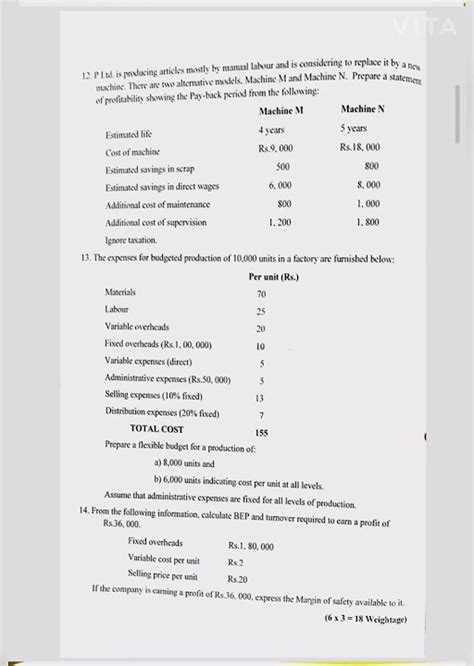 Advanced Management Accounting Question Paper 2019 Youtube